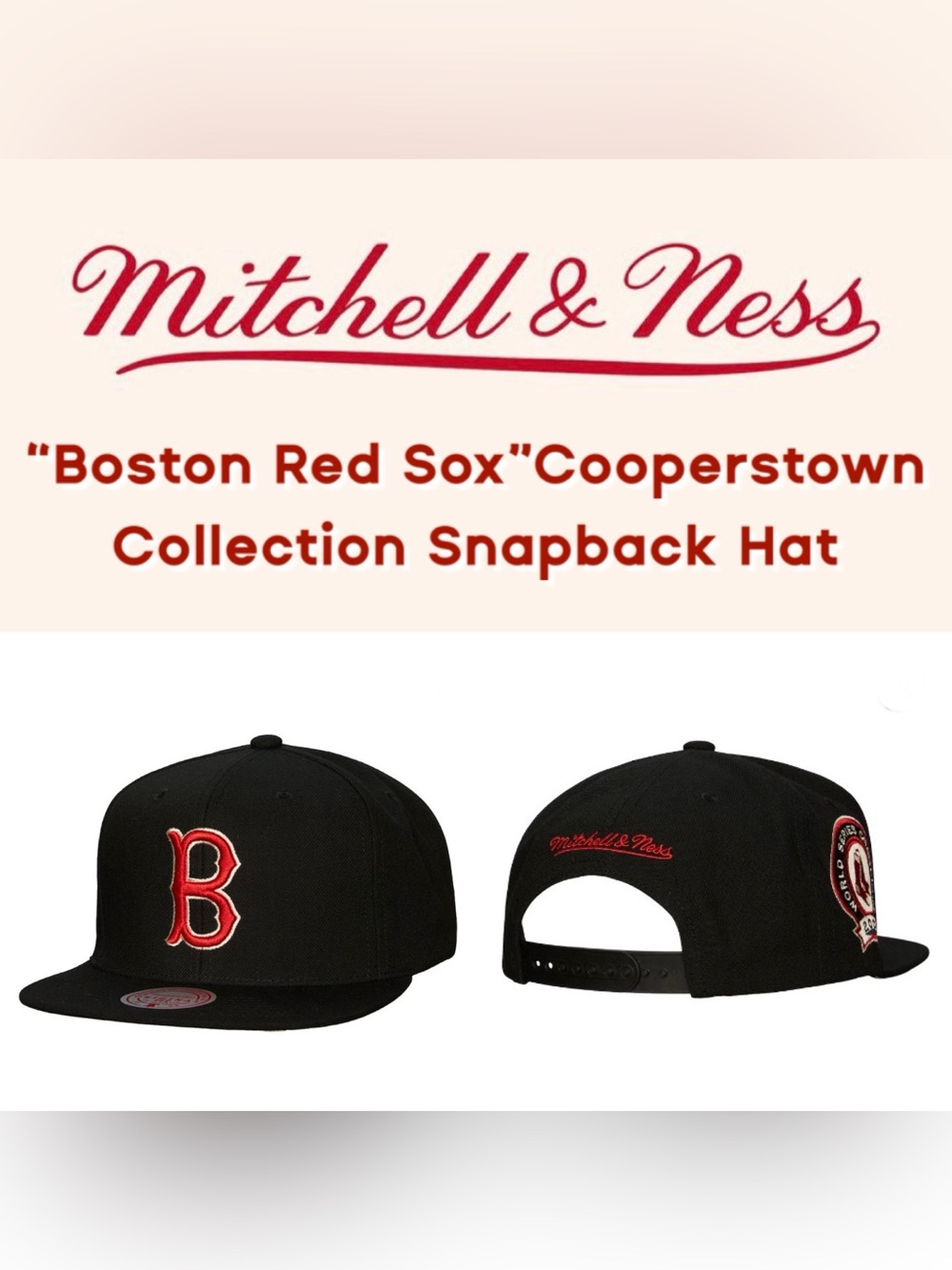 Mitchell & Ness - “Boston Red Sox”Cooperstown Collection Snapback Hat - (NWT)
